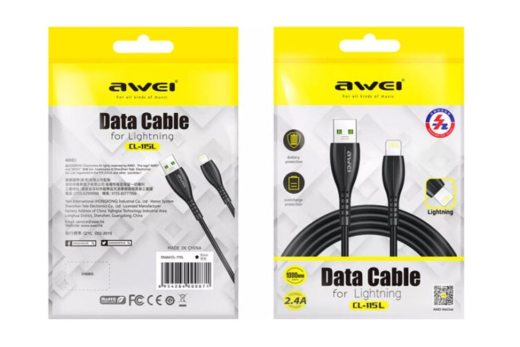 Charging &amp; data cable - Lightning - CL-115L - 1m - AWEI - 887820