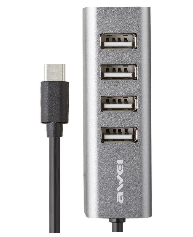 Αντάπτορας USB 2.0 Hub με 4 θύρες - Type-C - CL-122T - AWEI - 888070