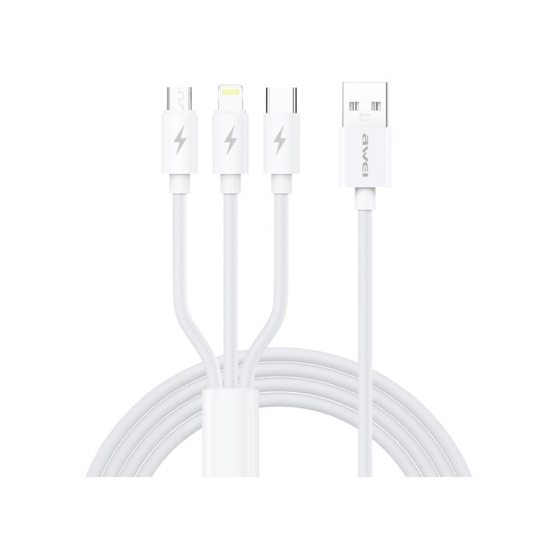 Charging &amp; data cable 3in1 - Fast Charge - CL-972 - 1.2m - AWEI - 888155 