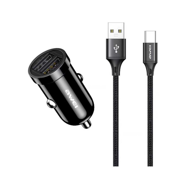 Car lighter charger with 2 USB ports - Quick Charger - C826 - AWEI - 888445