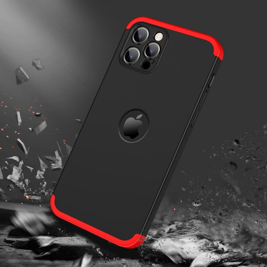 Θήκη iPhone 12 Pro - GKK 360 Full Cover - Μαύρο / Κόκκινο (+Δώρο Τζαμάκι Οθόνης)
