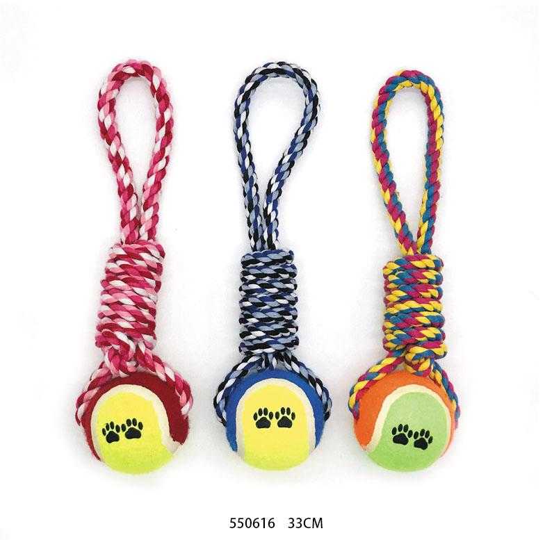 Rope dog toy with ball - 33cm - 550616