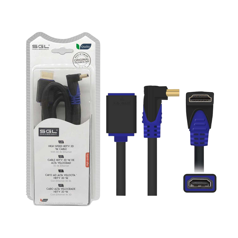 Angled HDMI cable - Male/Female - 1592FC - 3m - 095257