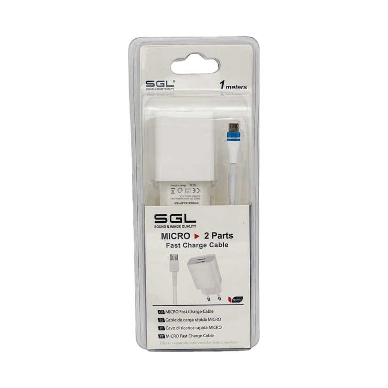 Charging adapter with cable and 2 USB ports - Micro USB - Quick Charge - B13-F2 - 1m - 099538