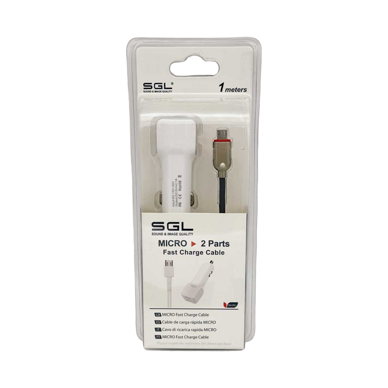 Car lighter charger with 2 USB ports - Micro USB - FA13-V2 - 1m - 099620