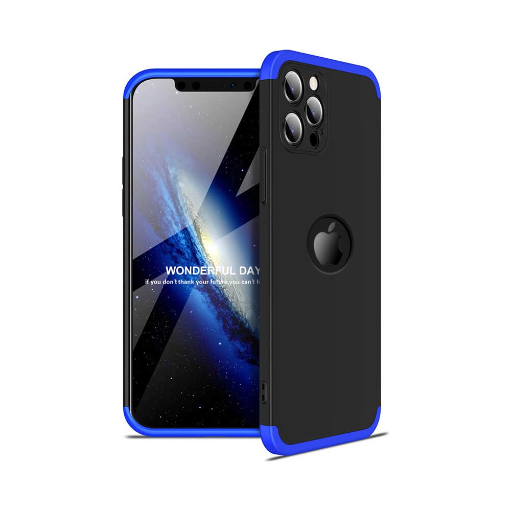iPhone 12 Pro Max Case - GKK 360 Full Cover - Black / Blue (+Free Screen Glass)