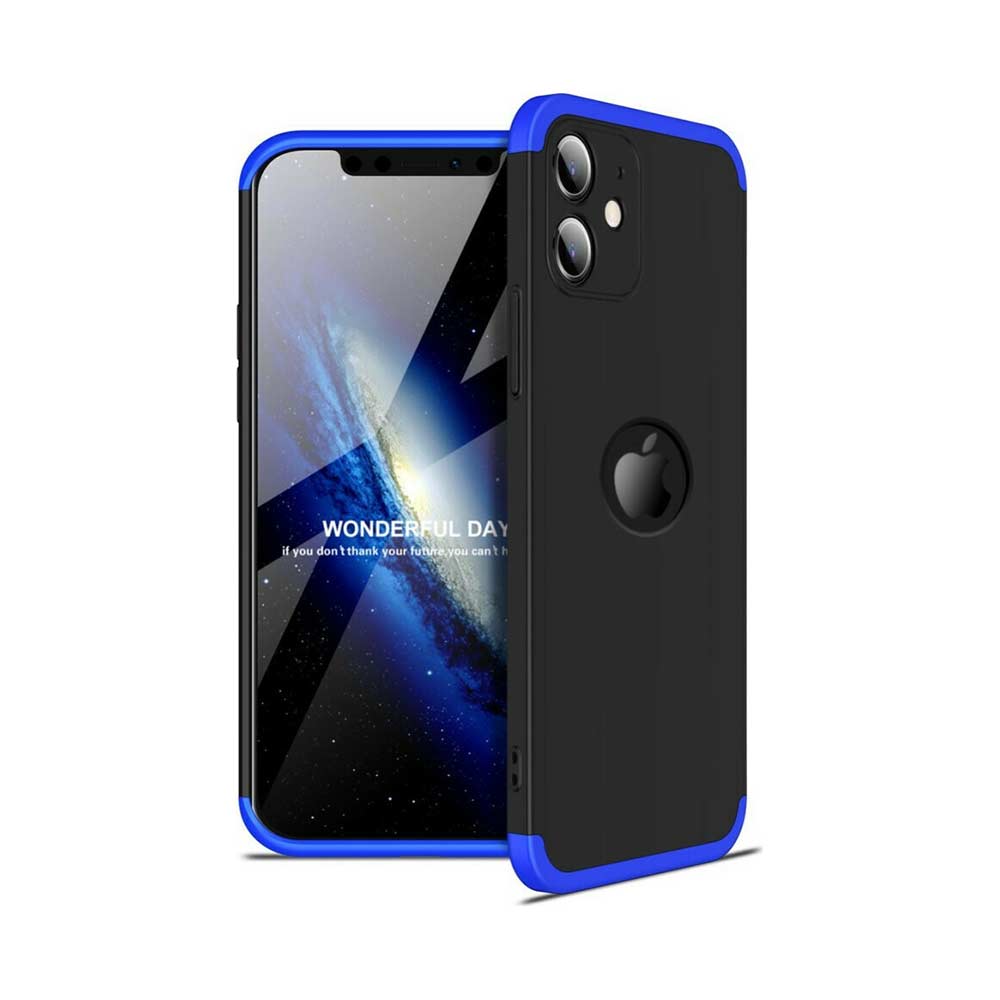 iPhone 12 Mini Case - GKK 360 Full Cover - Black / Blue (+Screen Glass Gift)