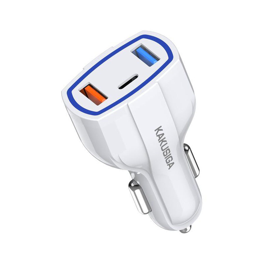 KSC-485/WHITE CAR CHARGER 2USB TO TYPE-C