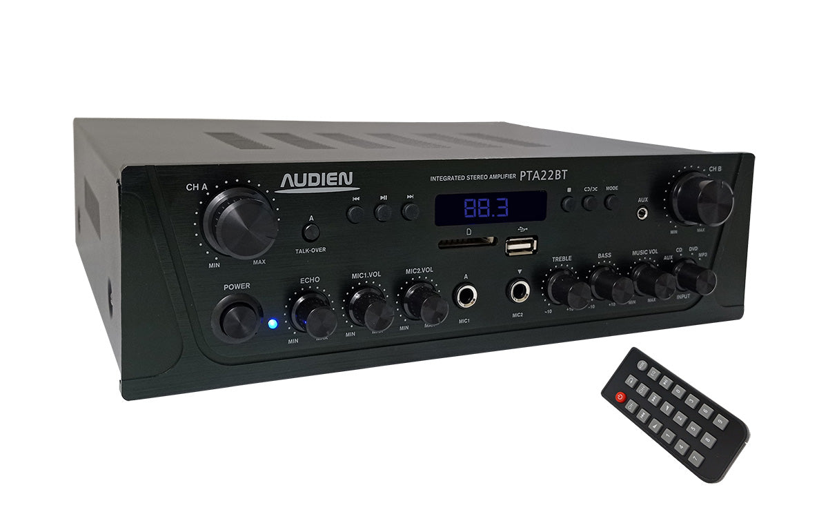 Audien PTA22BT HiFi radio amplifier with radio, BLUETOOTH, SD, USB player 2x35w