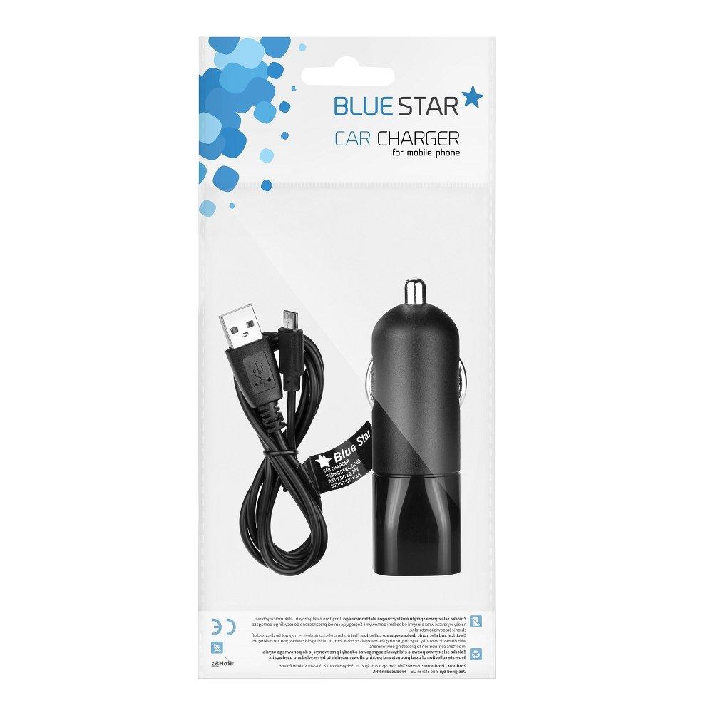 Σετ Φορτιστης Αυτοκινητου 1A USB + Καλωδιο Micro USB Blue Star - Μαυρο - iThinksmart.gr