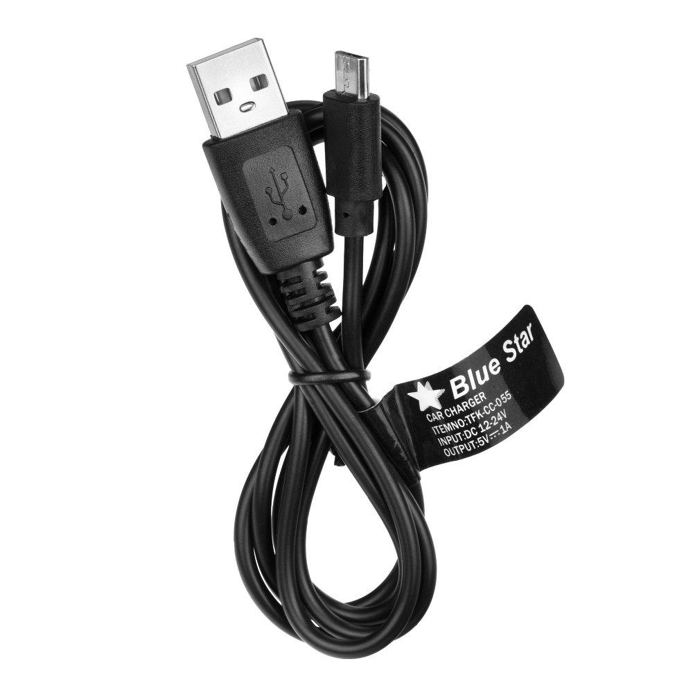 Σετ Φορτιστης Αυτοκινητου 1A USB + Καλωδιο Micro USB Blue Star - Μαυρο - iThinksmart.gr
