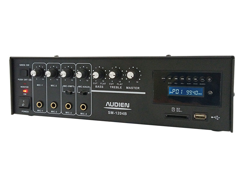 Audien SM-1204B Integrated Microphone Amplifier 55W/100V and USB/FM Connections