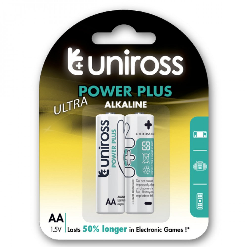 Uniross Power Plus 2x AA Alkaline Batteries - LR06
