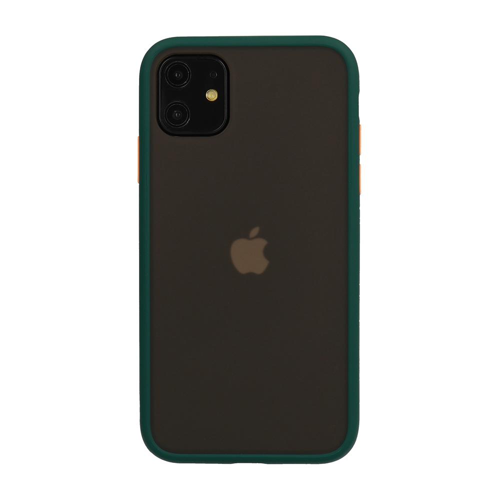 Θήκη iPhone 11 - Vennus Color Button - Σκούρο Πράσινο / Πορτοκαλί Κουμπιά - iThinksmart.gr