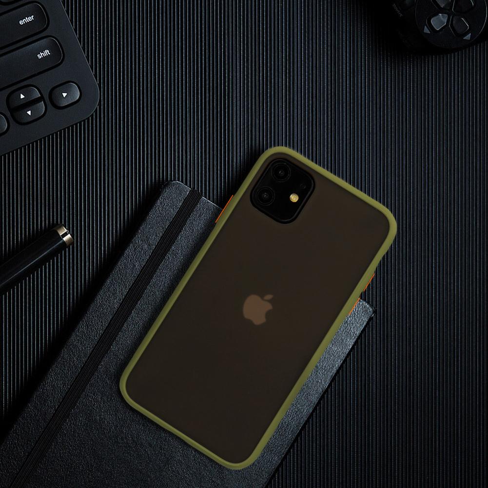 Θήκη iPhone 11 - Vennus Color Button - Λαδί / Πορτοκαλί Κουμπιά - iThinksmart.gr