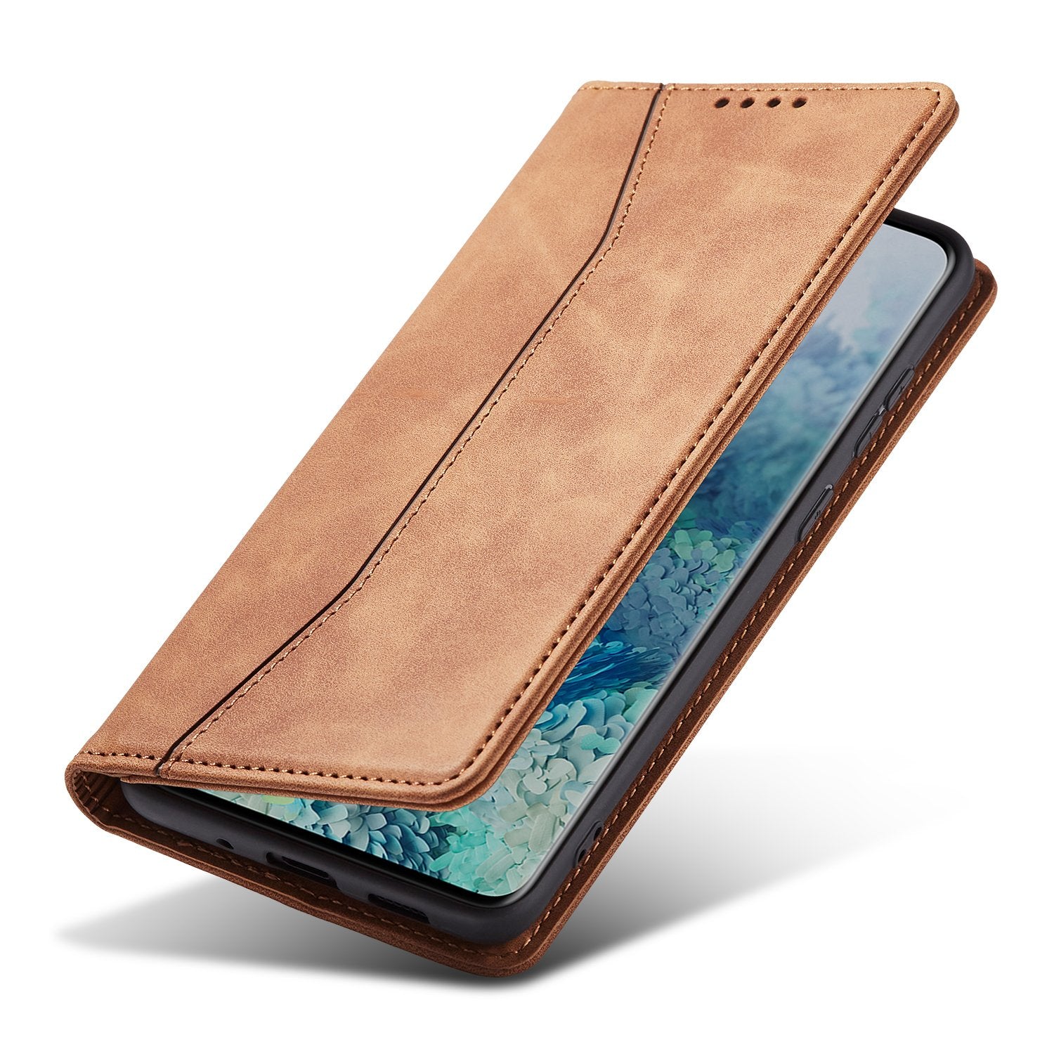 Bodycell Book Elegant Leather Wallet Case for XIAOMI - Redmi 9 - Tan - Brown 