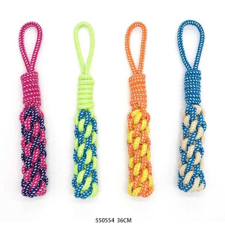 Knitted rope dog toy with handle - 27cm - 550556