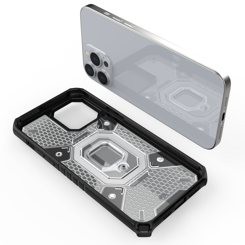 Θήκη Heavy Duty για iPhone 13 Pro Max με ring holder OEM - Σκούρο Διάφανο