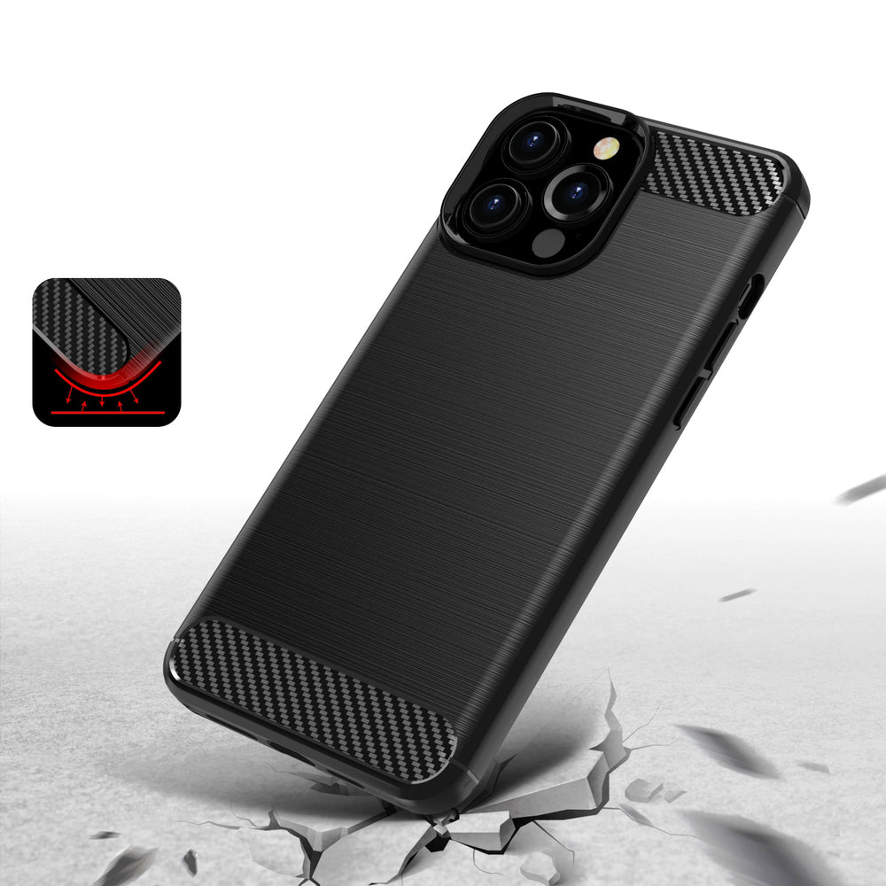 Θήκη iPhone 13 Pro Σιλικόνης OEM με Carbon Σχέδιο - Μαύρο