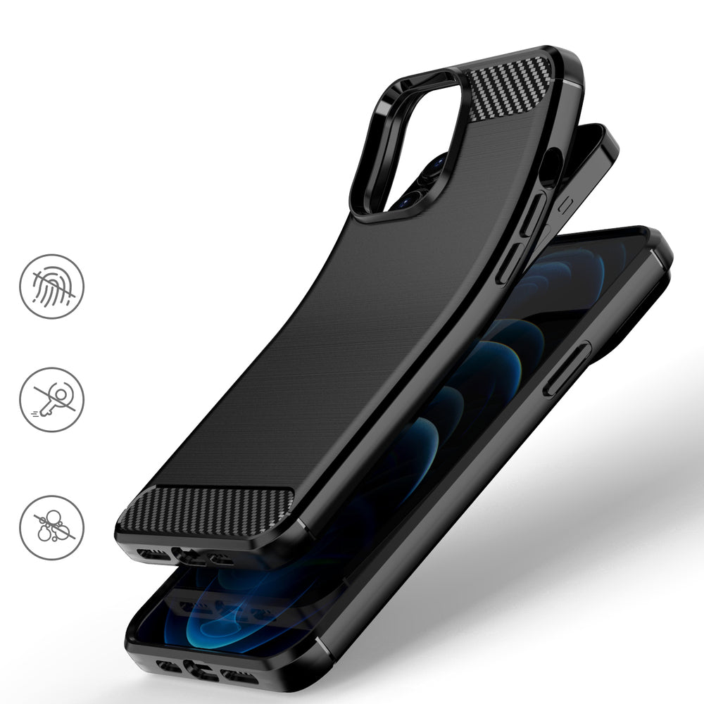 iPhone 13 Pro OEM Silicone Case with Carbon Design - Black