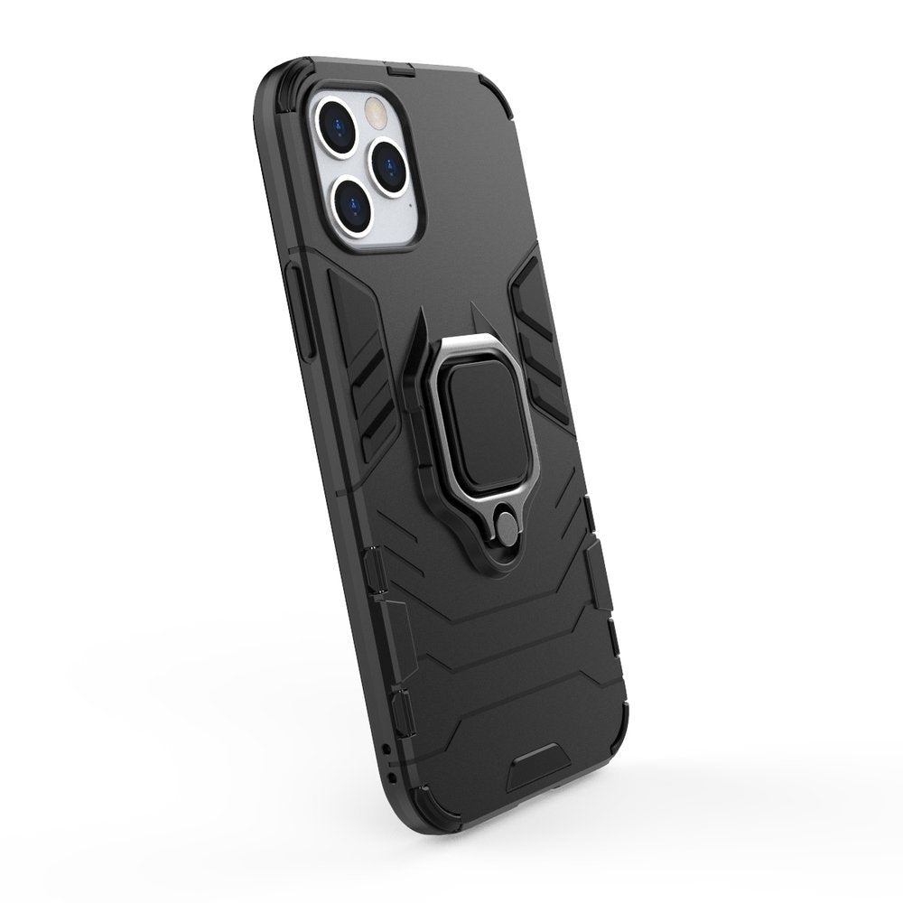 iPhone 12/12 Pro Case - OEM Shockproof with Metal Plate and Ring Holder - Black