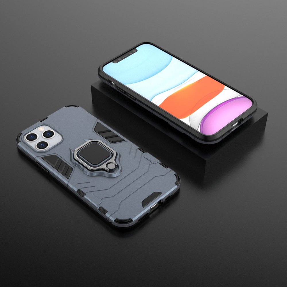 Θήκη iPhone 12/12 Pro - OEM Shockproof με μεταλλική πλάκα και Ring Holder - Μπλε