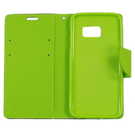 Θήκη Πορτοφόλι Fancy Book από Δερματίνη - Samsung Galaxy S6 (G920) - Μπλε / Lime - iThinksmart.gr