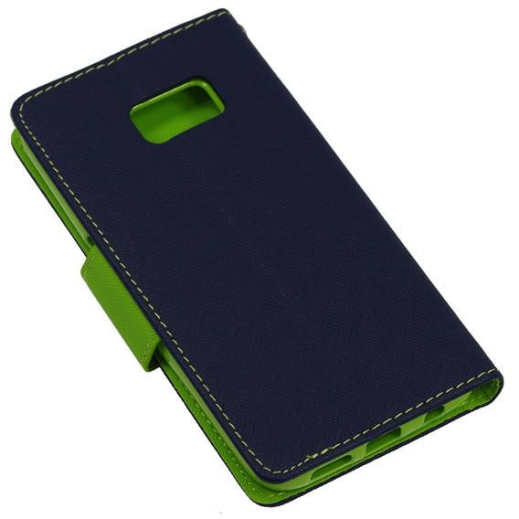 Θήκη Πορτοφόλι Fancy Book από Δερματίνη - Samsung Galaxy S6 Edge (G925) - Μπλε / Lime - iThinksmart.gr