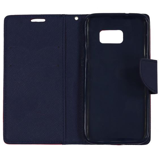 Θήκη Πορτοφόλι Fancy Book από Δερματίνη - Samsung Galaxy S6 Edge (G925) - Κοκκινο / Μπλε - iThinksmart.gr