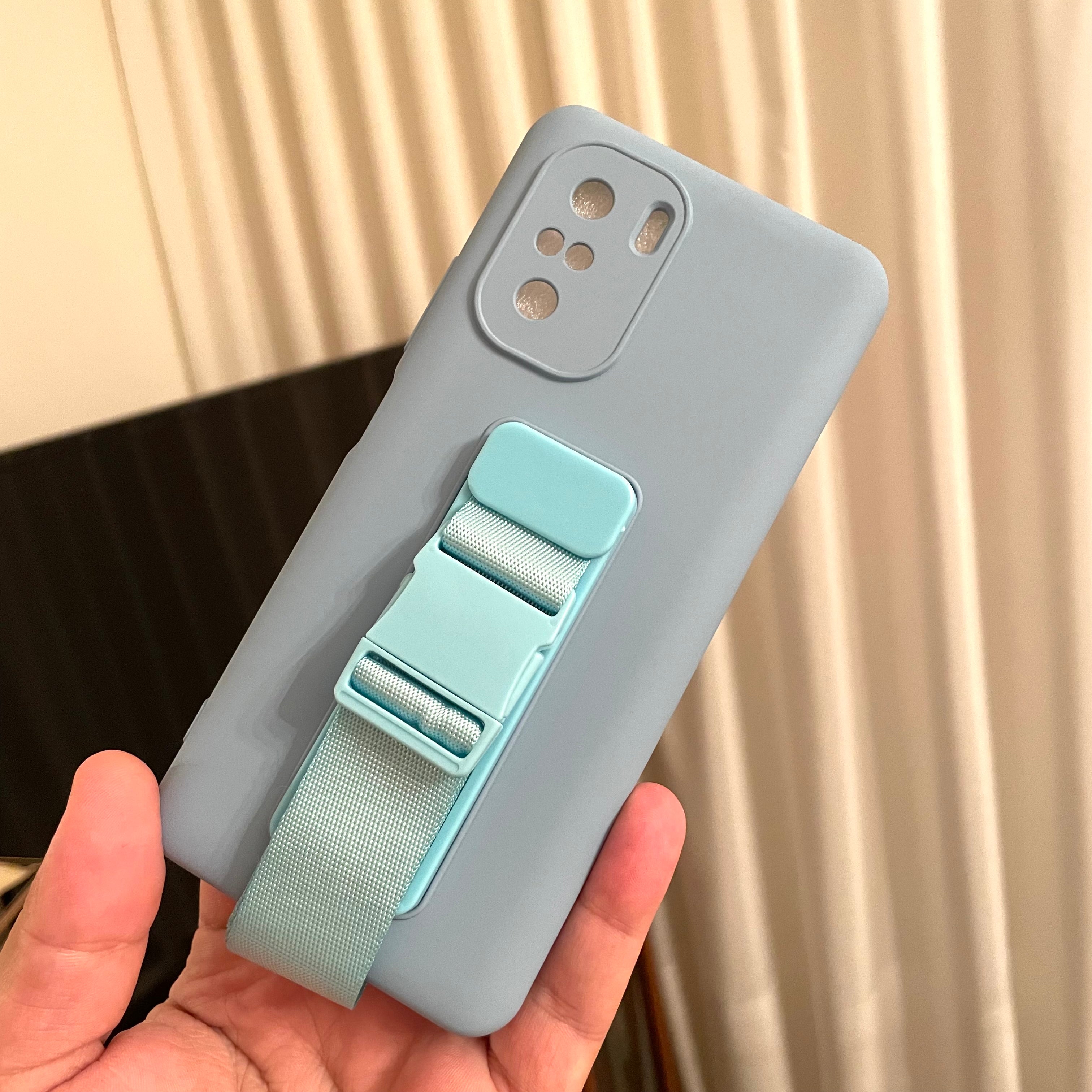 Xiaomi Poco F3 Case with Wrist Strap - OEM - Pastel Blue