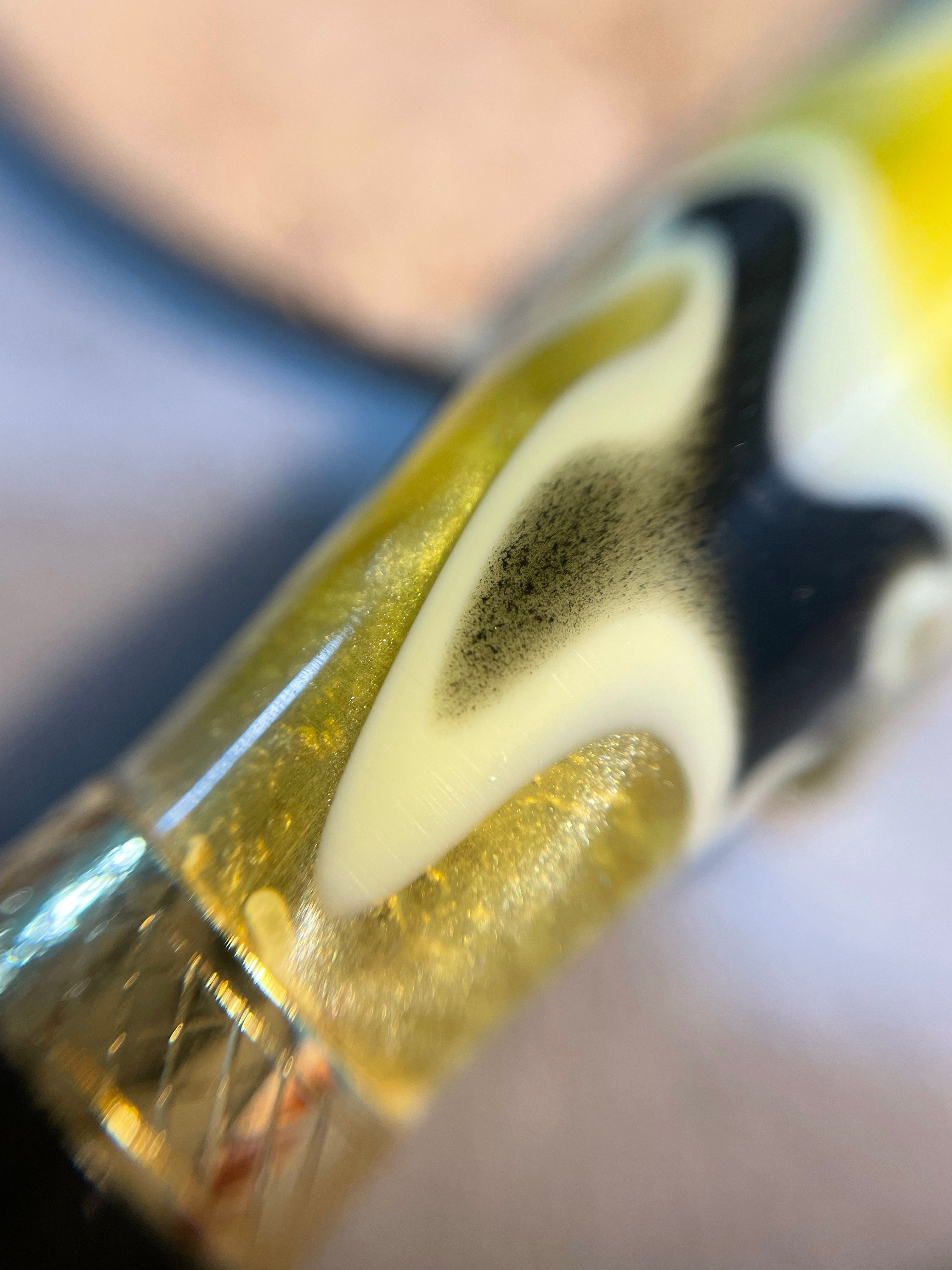 Handmade Liquid Glass Pen Desert Yellow Yellow with Gold Details - EndlessWood