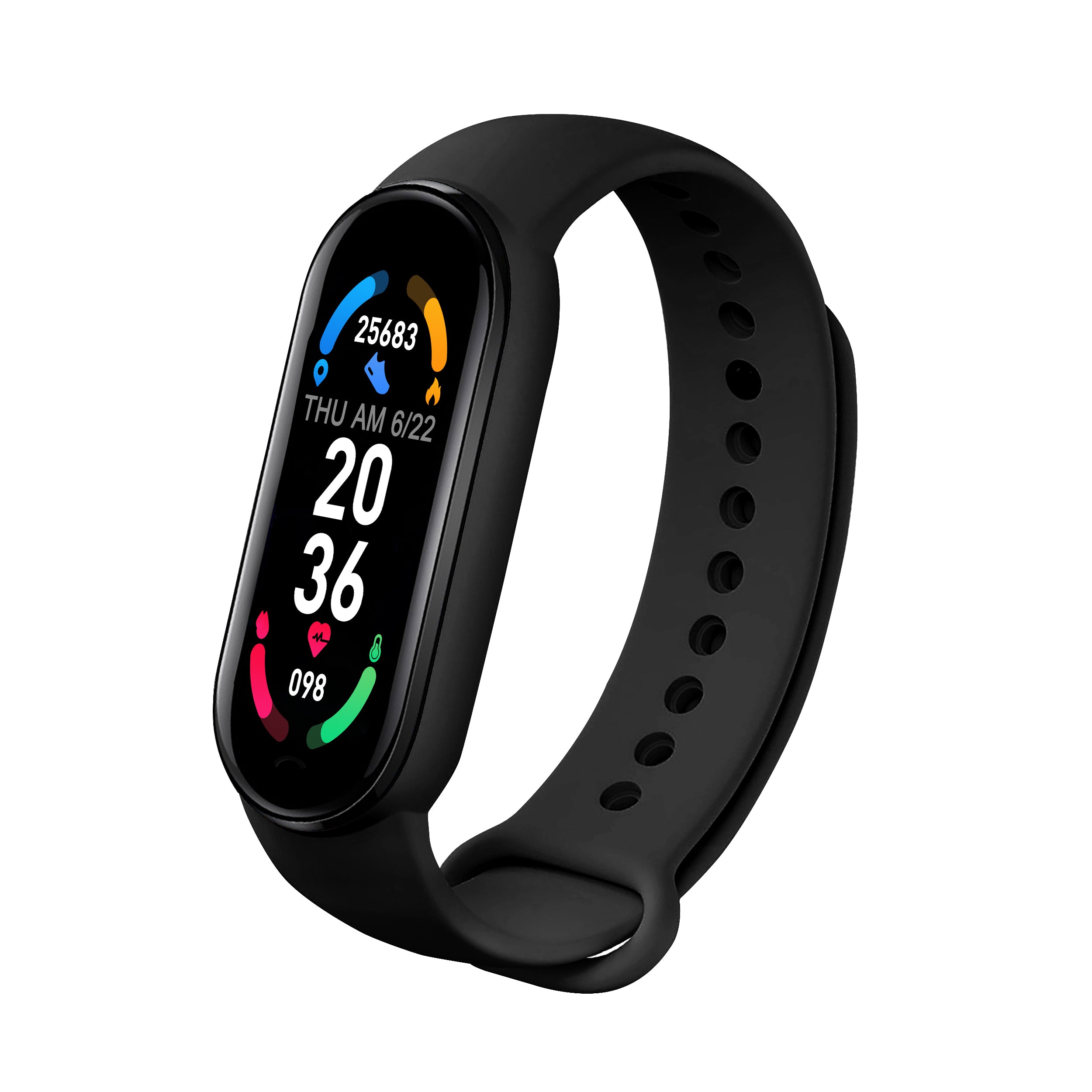 M6 Smart Band Watch - Activity Tracker with Steps, Sleep and Oscilloscope - Black