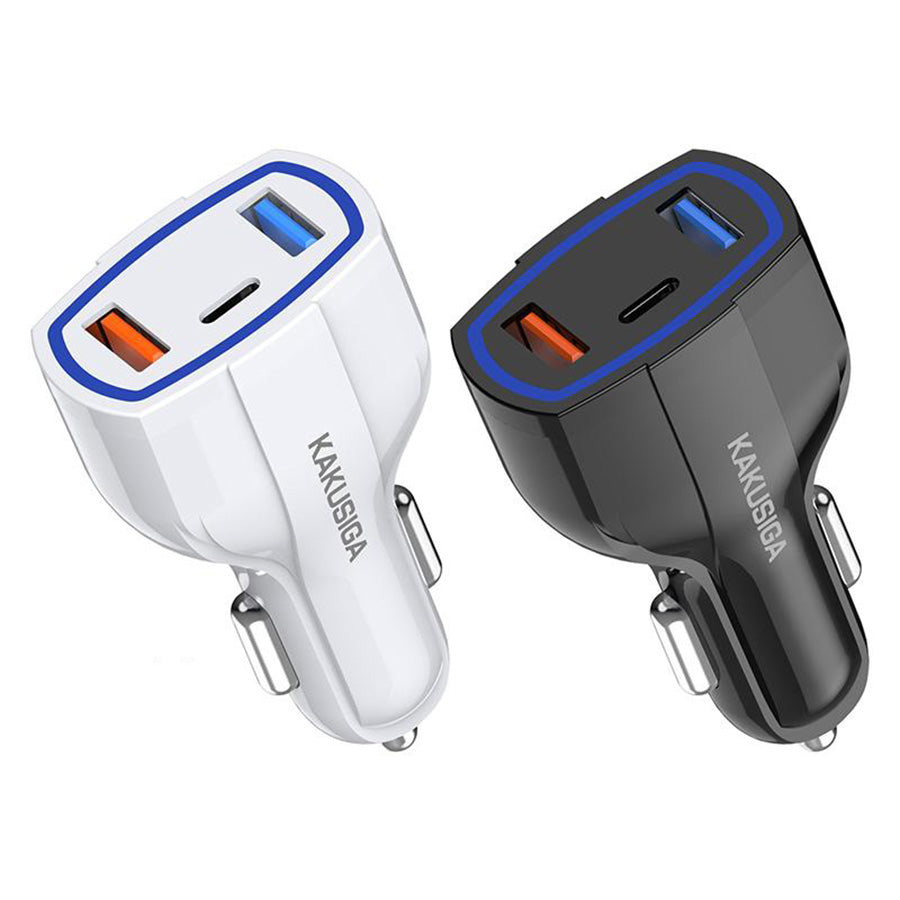 KSC-485/WHITE CAR CHARGER 2USB TO TYPE-C