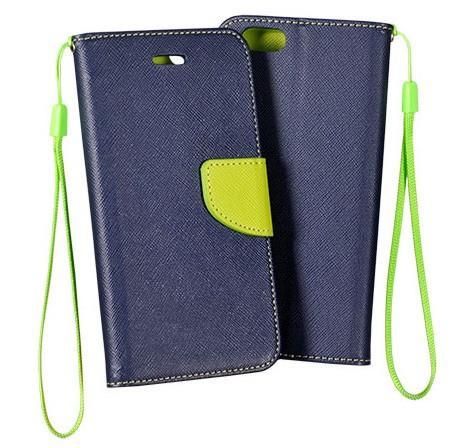 Θήκη Πορτοφόλι Fancy Book από Δερματίνη - Xiaomi Redmi Note 10 - Blue / Lime - iThinksmart.gr