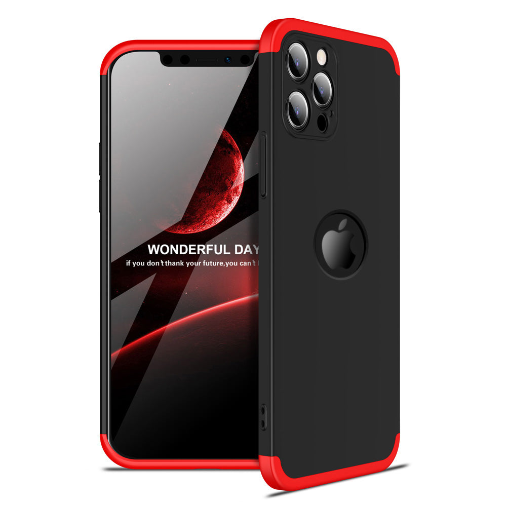 Θήκη iPhone 12 Pro - GKK 360 Full Cover - Μαύρο / Κόκκινο (+Δώρο Τζαμάκι Οθόνης)